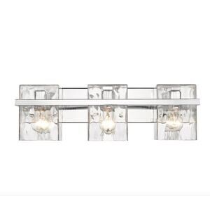 Bathroom Vanity Light Polished Chrome Dimmable, Up or Down Water Glass Shade